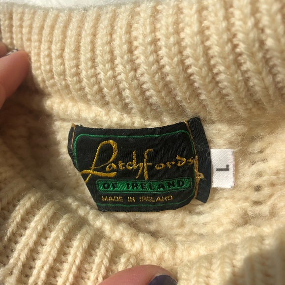 Irish 100% pure wool ivory fishermen sweater lge - Picture 3 of 6